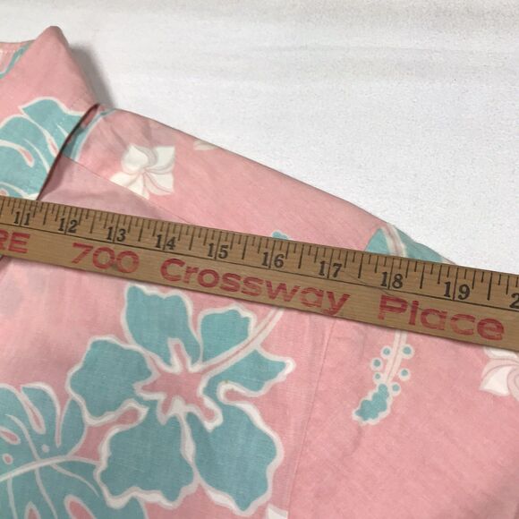 Vintage 90s KALAHEO Hawaiian Shirt Men S Pink Reverse Floral Palms Beach USA - Picture 15 of 16